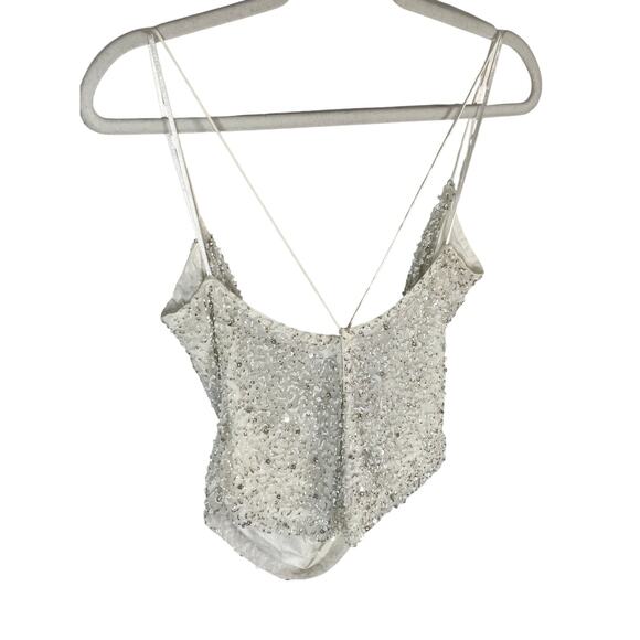 Retrofete Michal Beaded Sequin Crop Top Drape Neck Evening Party Bridal Size L - Picture 9 of 9